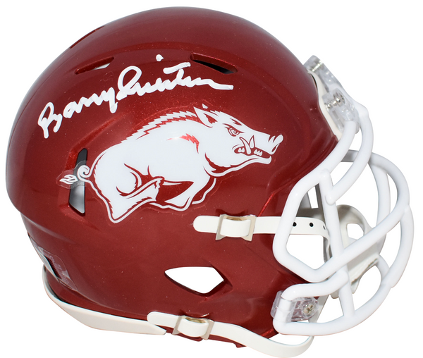BARRY SWITZER SIGNED ARKANSAS RAZORBACKS SPEED MINI HELMET BECKETT
