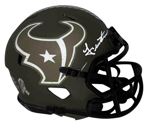 JOHN METCHIE III SIGNED HOUSTON TEXANS SALUTE TO SERVICE MINI HELMET BECKETT