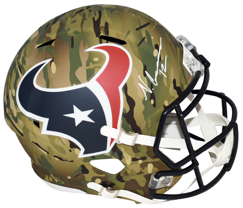 NICO COLLINS AUTOGRAPHED HOUSTON TEXANS CAMO FULL SIZE SPEED HELMET BECKETT