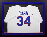 NOLAN RYAN AUTOGRAPHED TEXAS RANGERS MAJESTIC #34 FRAMED JERSEY W/ HOF 99