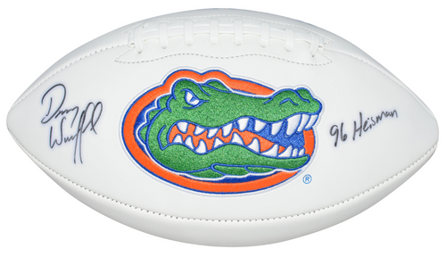 DANNY WUERFFEL AUTOGRAPHED FLORIDA GATORS WHITE LOGO FOOTBALL W/ 96 HEISMAN