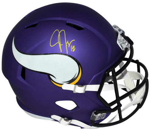 JUSTIN JEFFERSON AUTOGRAPHED MINNESOTA VIKINGS FULL SIZE SPEED HELMET BECKETT