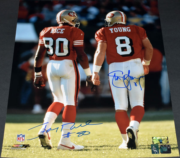 JERRY RICE & STEVE YOUNG SIGNED SAN FRANCISCO 49ERS 16x20 PHOTO - HOLOS