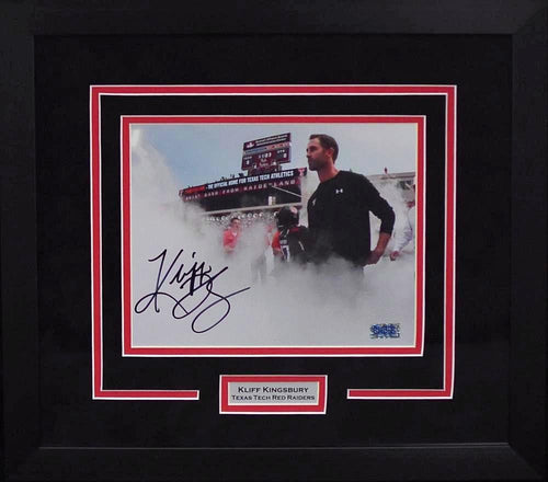 KLIFF KINGSBURY AUTOGRAPHED TEXAS TECH RED RAIDERS 8x10 FRAMED PHOTO COA