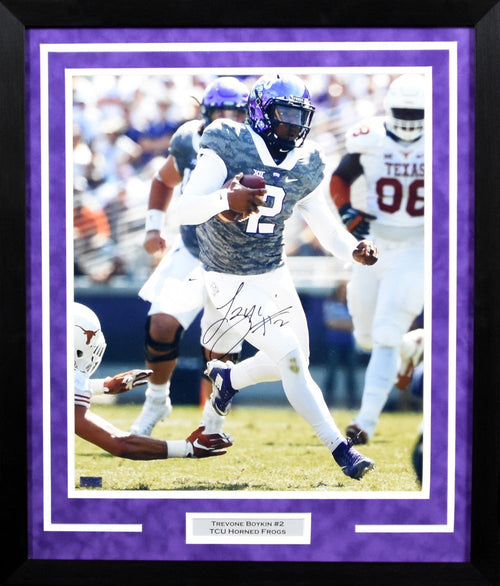 TREVONE BOYKIN SIGNED TCU HORNED FROGS 16x20 FRAMED PHOTO COA
