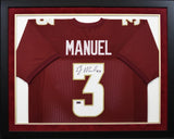 EJ MANUEL AUTOGRAPHED FLORIDA STATE SEMINOLES #3 FRAMED JERSEY COA