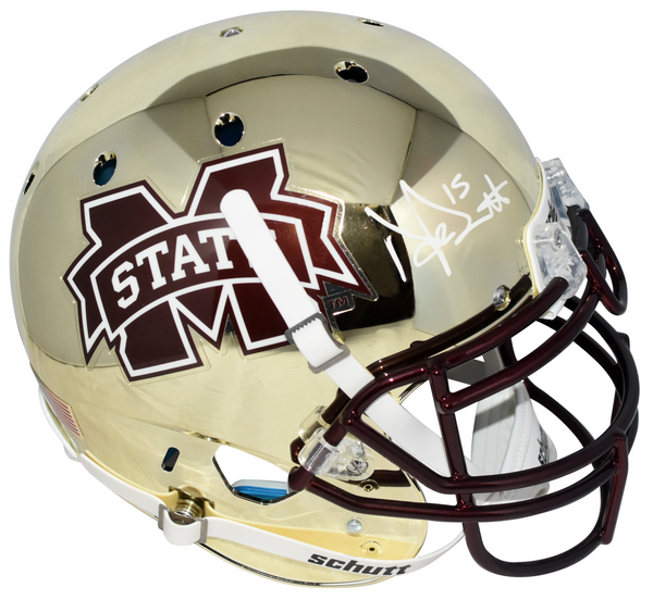 DAK PRESCOTT SIGNED MISSISSIPPI STATE BULLDOGS GOLD CHROME AUTHENTIC HELMET