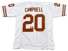 EARL CAMPBELL AUTOGRAPHED TEXAS LONGHORNS #20 WHITE JERSEY BECKETT W/ HT 77