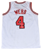 SPUD WEBB SIGNED NORTH CAROLINA NC STATE WOLFPACK #4 WHITE JERSEY JSA
