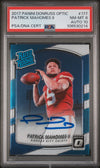 PATRICK MAHOMES SIGNED 2017 PANINI DONRUSS OPTIC RATED ROOKIE RC PSA 8 AUTO 10