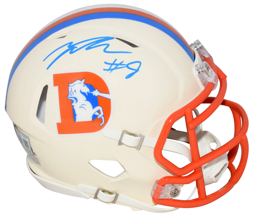 TALANOA HUFANGA SIGNED DENVER BRONCOS RETRO SPEED MINI HELMET BECKETT