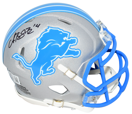 AMON-RA ST BROWN SIGNED DETROIT LIONS 2024 BLUE AUTHENTIC SPEEDFLEX HELMET BAS