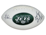 VINNY TESTAVERDE & WAYNE CHREBET AUTOGRAPHED SIGNED NEW YORK JETS LOGO FOOTBALL
