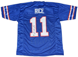 RASHEE RICE SIGNED AUTOGRAPHED SMU MUSTANGS #11 BLUE JERSEY BECKETT