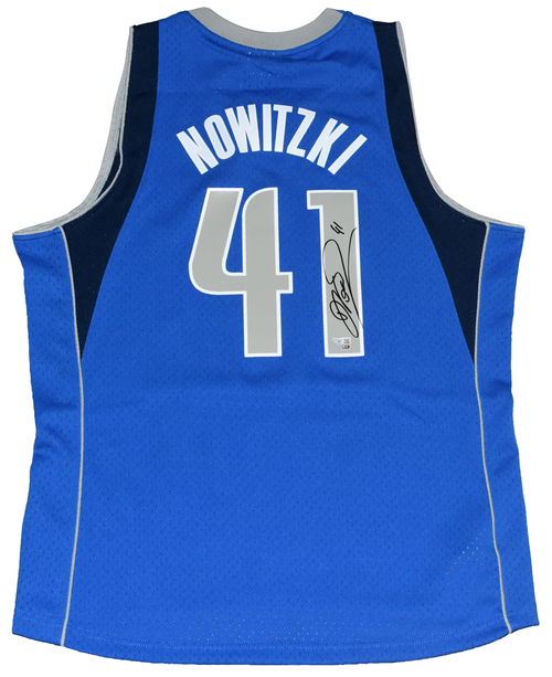DIRK NOWITZKI SIGNED DALLAS MAVERICKS #41 MITCHELL & NESS JERSEY FANATICS