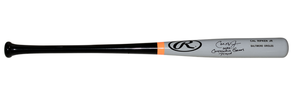 CAL RIPKEN JR SIGNED BALTIMORE ORIOLES RAWLINGS BAT W/ 2632 CONSECUTIVE GAMES