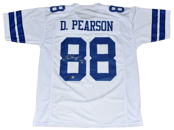 DREW PEARSON SIGNED DALLAS COWBOYS #88 WHITE JERSEY BECKETT W/ HOF 21