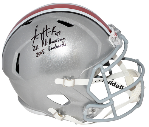 AJ HAWK SIGNED OHIO STATE BUCKEYES FULL SIZE HELMET + 2X ALL-AMERICAN & LOMBARDI