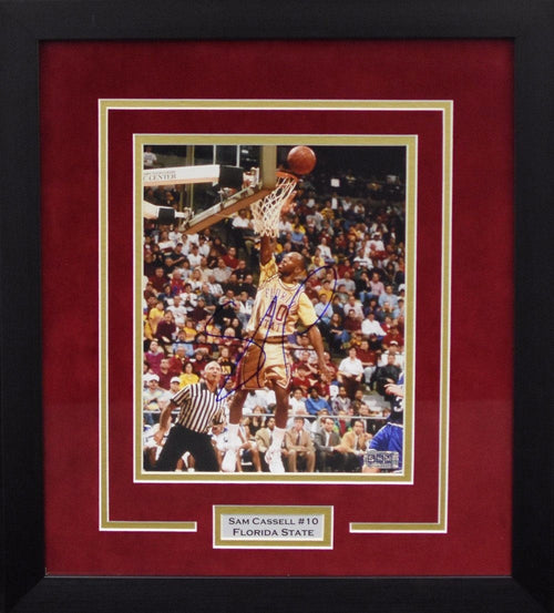 SAM CASSELL AUTOGRAPHED FLORIDA STATE SEMINOLES FRAMED 8x10 PHOTO COA