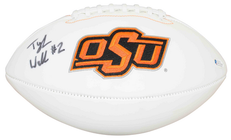 MICHAEL CRABTREE SIGNED TEXAS TECH RED RAIDERS WHITE LOGO FOOTBALL BECKETT