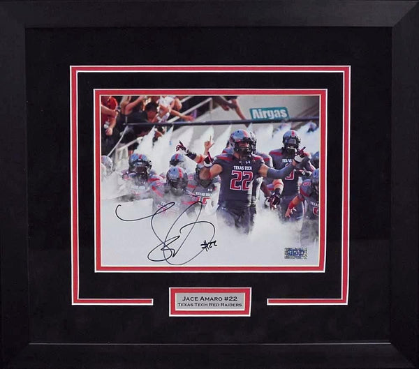 JACE AMARO AUTOGRAPHED TEXAS TECH RED RAIDERS 8x10 FRAMED PHOTO COA