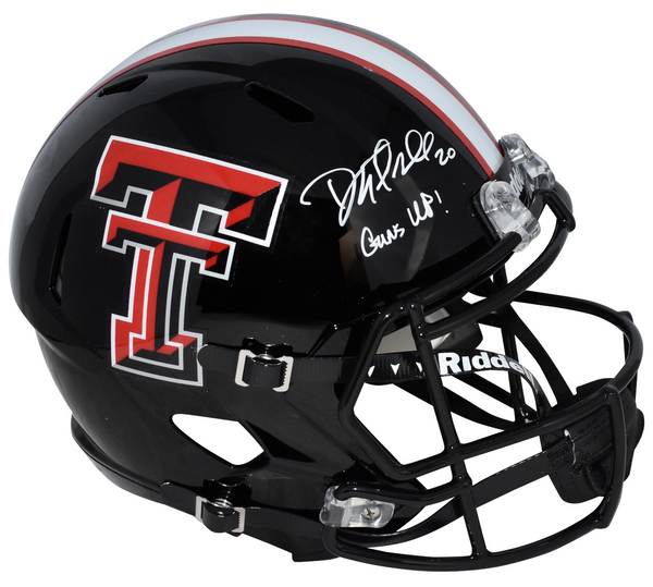 DANNY AMENDOLA SIGNED TEXAS TECH RED RAIDERS FULL SIZE SPEED HELMET W/ GUNS UP