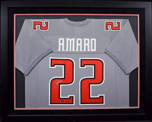JACE AMARO SIGNED TEXAS TECH RED RAIDERS #22 GRAY FRAMED JERSEY COA