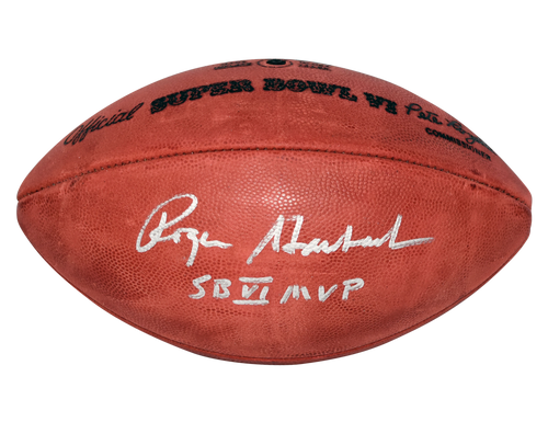 ROGER STAUBACH SIGNED DALLAS COWBOYS SUPER BOWL VI FOOTBALL W/ SB VI MVP