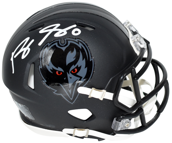 ROQUAN SMITH SIGNED BALTIMORE RAVENS 2026 BLACK SPEED MINI HELMET BECKETT