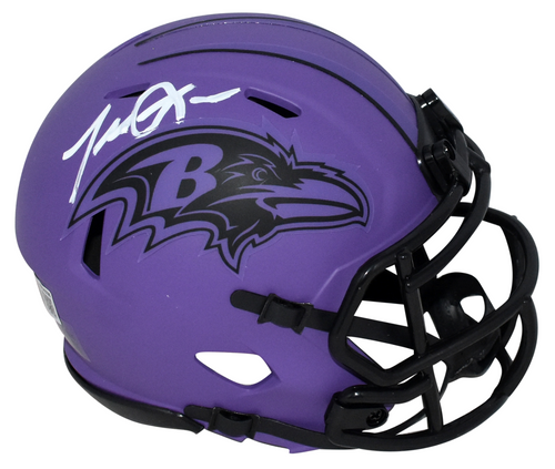 TERRELL SUGGS SIGNED BALTIMORE RAVENS RAVE SPEED MINI HELMET BECKETT