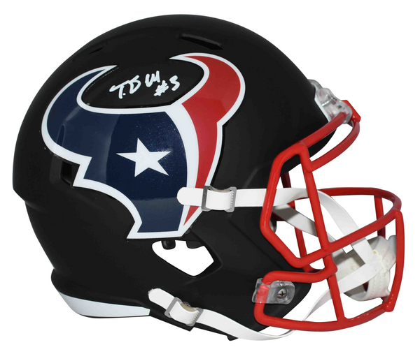 TANK DELL AUTOGRAPHED HOUSTON TEXANS FLAT BLACK SPEED MINI HELMET BECKETT