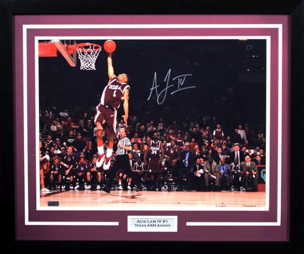 ACIE LAW IV AUTOGRAPHED TEXAS A&M AGGIES 16x20 FRAMED PHOTO COA