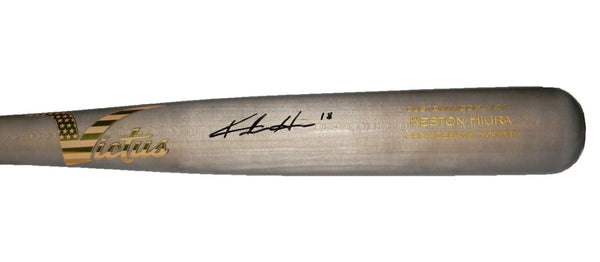 KESTON HIURA AUTOGRAPHED DODGERS BREWERS VICTUS PLAYER MODEL BASEBALL BAT JSA