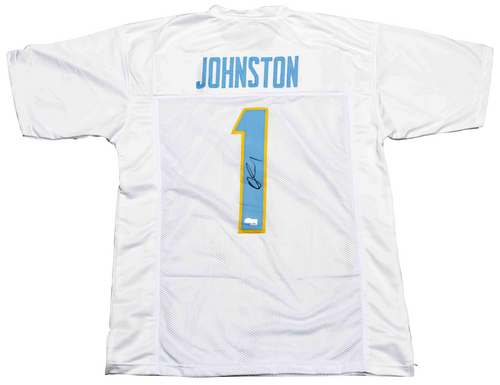 QUENTIN JOHNSTON AUTOGRAPHED SIGNED LOS ANGELES CHARGERS #1 WHITE JERSEY BECKETT