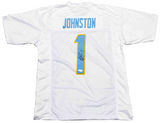 QUENTIN JOHNSTON AUTOGRAPHED SIGNED LOS ANGELES CHARGERS #1 WHITE JERSEY BECKETT