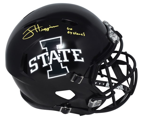 JAYDEN HIGGINS SIGNED IOWA STATE CYCLONES BLACK FULL SIZE SPEED HELMET BECKETT