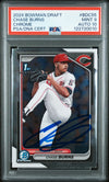 CHASE BURNS SIGNED 2024 BOWMAN DRAFT CHROME 1ST ROOKIE RC PSA 9 AUTO 10