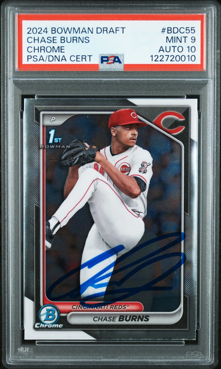 CHASE BURNS SIGNED 2024 BOWMAN DRAFT 1ST ROOKIE RC PSA AUTO AUTHENTIC