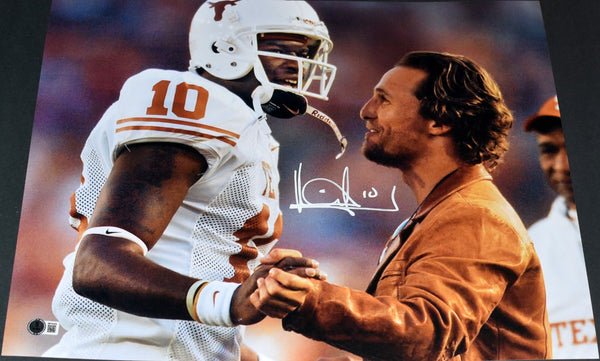 VINCE YOUNG SIGNED TEXAS LONGHORNS 16X20 PHOTO BECKETT W/ MATTHEW McCONAUGHEY