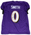 ROQUAN SMITH SIGNED BALTIMORE RAVENS #0 PURPLE GAME CUT JERSEY BECKETT