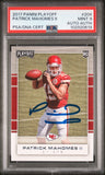 PATRICK MAHOMES SIGNED 2017 PANINI PLAYOFF ROOKIE RC #204 AUTO PSA 9