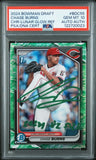 CHASE BURNS SIGNED 2024 BOWMAN CHROME LUNAR GLOW REFRACTOR 1ST RC GEM PSA 10