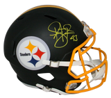 TROY POLAMALU SIGNED PITTSBURGH STEELERS BLACK FULL SIZE SPEED HELMET BECKETT