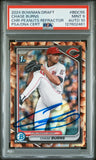 CHASE BURNS SIGNED 2024 BOWMAN CHROME PEANUTS REFRACTOR SSP 1ST RC PSA 9 AUTO 10