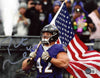 PATRICK RICARD AUTOGRAPHED BALTIMORE RAVENS USA FLAG 8x10 PHOTO BECKETT