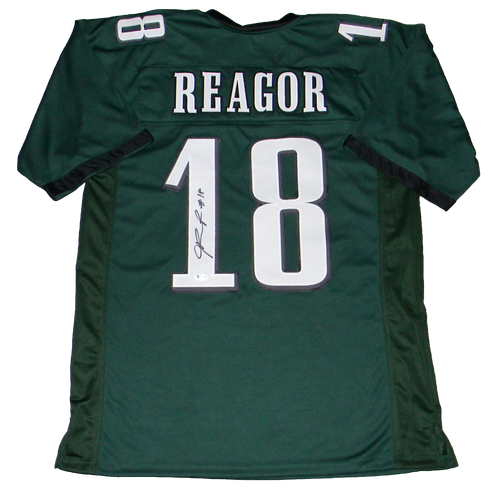JALEN REAGOR AUTOGRAPHED SIGNED PHILADELPHIA EAGLES #18 GREEN JERSEY BECKETT