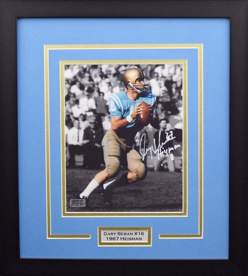 GARY BEBAN AUTOGRAPHED UCLA BRUINS 8x10 FRAMED PHOTO W/ 67 HEISMAN