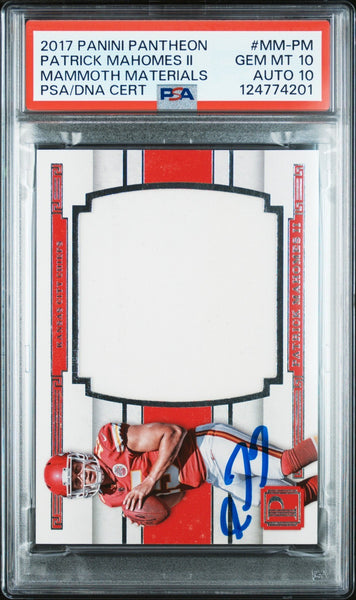 PATRICK MAHOMES SIGNED 2017 PANINI PANTHEON MAMMOTH MATERIALS /99 PSA 10 AUTO 10