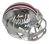 JUSTIN FIELDS AUTOGRAPHED OHIO STATE BUCKEYES CHROME SPEED MINI HELMET BECKETT