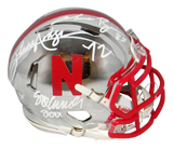 ERIC CROUCH MIKE ROZIER JOHNNY RODGERS SIGNED NEBRASKA CHROME SPEED MINI HELMET